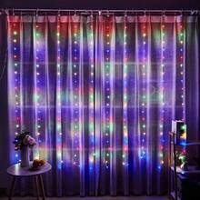 USB Warm White LED Curtain Lights, Multi-Strand Hanging Design, 8 Adjustable Lighting Modes, Plug And Play, Suitable For Bedroom Decoration, Window Display, Wedding Backdrop, Birthday Party And Holiday Indoor Home Atmosphere - USB Curtain Lights - View 6