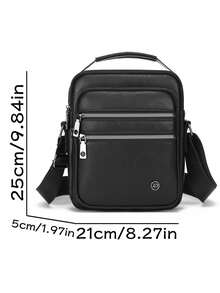 1pc Men's Vintage PU Crossbody Bag, Multi-Compartment Large Capacity Handbag, Business Commute Shopping One Shoulder Small Backpack - Crossbody Bag - View 3