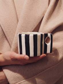 1pc Ceramic Coffee Mug, Ins Style Nordic & French Classic Black And White Striped Coffee Cup, Suitable For Kitchen Or Home, Birthday Gift And Photography Prop - Multicolor - View 11