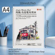 1pc Acrylic Marker Dedicated A4 Drawing Pad, High-Quality Painting Paper Spiral Coil Notebook, Double-Sided Drawing, Ink Resistant To Bleeding, Smooth Coloring With Even Tones, Suitable For Art Students Hand Drawing, Daily Doodling, Outdoor Sketching, Quick Sketches, Universal Drawing Notebook For Students And Adults - Drawing Marker - View 16