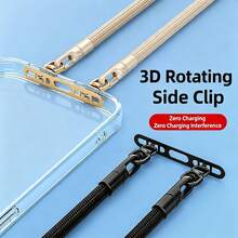 360° Rotating Metal Phone Lanyard Connector Plate, Side-Mount Double-Clip Ultra-Thin Metal Shim, Double-Clip For Stronger Hold, Does Not Affect Phone Calls - Multicolor - View 6