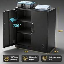Lockable Heavy‑Duty Freestanding Storage Locker Cabinet, Multi‑Compartment Organizer With Adjustable Shelves, Versatile Furniture For Multi‑Scenario Indoor Decoration - 36"H - View 3