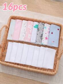 momscare 16pcs Baby Bibs, Multi-Purpose Mouth Wipes, Multiple Colors, Soft And Comfortable Fabric For Newborn Baby Girls, Face Towels - Multicolor - View 11