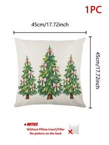 Christmas Table Runner, Throw Pillow, Placemat With Pink Bow And Christmas Tree Print, Minimalist Fresh Style, Holiday Kitchen Dining Table Decor - Multicolor - View 12