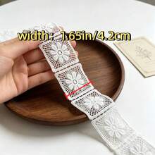 Retro Embroidered Lace Ribbon Tassel Lace Trim, 1.65 Inches Wide. Lace Decorative Technique. Suitable For DIY Embroidered Bed Skirts, Wedding Party Decorations, Jumpsuits, And Craft Decorations | Embossed Design | Decorative Item - Multicolor - View 3