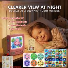 6 Cards/36 Patterns Mini Vintage Projection TV Toy, 4-In-1 Educational Projector With Music And Night Light, Cartoon Slide Story Projector With Remote Control, Toddler Learning Sensory Toy Gift - Multicolor - View 13