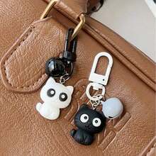 2 Black And White Cat Keychains, Backpack Pendants, Small Gifts For Friends - Black and White - View 1