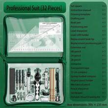 1 Set Premium Drawing Tool Kit (7/27/28/32 Pieces), Includes Stainless Steel Drawing Instrument, Precision Geometric Tools And CAD Tools, Multi-Function Combination Set. Suitable For Teaching And Architectural Sketching, Ideal Choice For Students And Engineers. Writing Tools Suitable For Students, Schools, Offices And Educational Scenarios. Back To School, New Semester, Office Supplies, School Supplies, Art Supplies, Desk Accessories. - Sets - View 14