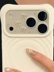 Ins 3D Bowknot Transparent Lens Protector Film For IPhone 17 Pro Max, New Circle Design For IPhone 18 Pro Rear Camera, Rhinestone Niche Premium Anti-Scratch Soft Film - Transparent - View 3