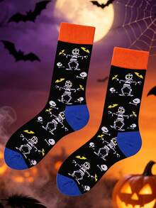 1/2/3 Pairs Cartoon Street Style European & American Halloween Black Mid-Calf Socks, Anti-Odor Long Socks, Men's Personalized Socks, Couple Socks - Multicolor - View 21