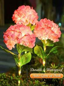 1pc[Solar Powered Single Head 20cm Large Hydrangea Flower Light]LED Outdoor Waterproof Artificial Flower Light, Solar Garden Light Outdoor Decoration For Yard, Suitable For Garden, Pathway, Backyard, Lawn Stake Lighting, Easy To Install, Large Battery, Solar Garden Light - Single-head Large Hydrangea - View 8