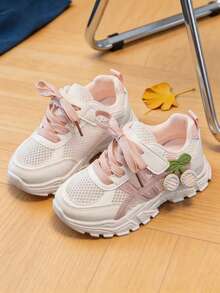 Girls Kids Sneakers Hook-And-Loop Strap Lace-Up Slip-On Low Top Structure - Pink - View 3