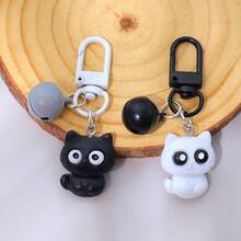 2 Black And White Cat Keychains, Backpack Pendants, Small Gifts For Friends - Black and White - View 3