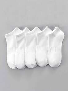 1/3/5/10/15/20 Pairs Unisex White Summer Thin Short Socks, Simple Casual Comfortable Breathable For Daily Home Travel Business - White - View 5