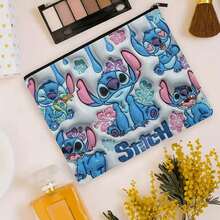 Disney 1PC Stitch Cartoon Print Canvas Makeup Bag Toiletry Bag Portable Double-Sided Print Travel Storage Bag - One Size - View 3