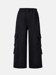 Boys' Fashionable Distressed Relaxed Fit Black Denim Jeans With Pockets - Black - View 3