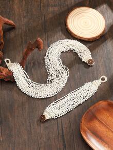 SOUL BEADING 波希米亞風手工鉤針串珠項鍊與手鍊2件組，優雅波希米亞風日常配件，百搭款 - 白色 - 查看 5