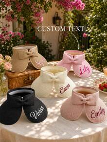 Personalized Custom Name Sun Visor Hat, Bow‑Decorated Summer Cap, Stylish Beach Vacation Accessory & Gift. - Multicolor - View 1