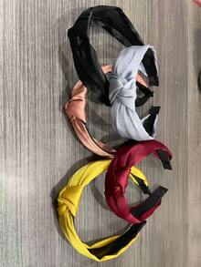 5pcs Solid Color Twisted Headbands, Cute Cartoon Hair Accessories, Colorful Fashion, Suitable For Daily Wear - Multicolor - View 3