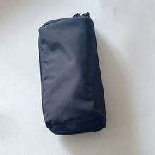1件日式純色大容量鉛筆盒，黑色耐髒雙層網格隔層帆布文具盒，學生極簡文具收納袋，開學必備 - 多色 - 查看 6