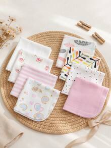 momscare 16pcs Baby Bibs, Multi-Purpose Mouth Wipes, Multiple Colors, Soft And Comfortable Fabric For Newborn Baby Girls, Face Towels - Multicolor - View 4