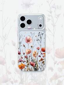 1pc Transparent Beautiful Floral Pattern Full Lens Protection Anti-Fall Anti-Collision Personalized Phone Case Compatible With Iphone 16 Pro Max 17/16/15/14/13/12/11 Air - Multicolor - View 1