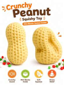 1pc New Peanut Building Block Squishy, Sand-Like Sound Super Stress Relief Toy, ASMR, Crunchy Sound, Handmade, Sound-Controlled Stress Relief Venting Toy, Can Relieve Anxiety, Fingertip Toy, Hand Pressure Relief, Birthday-Party-Christmas-Valentine's Day-Children's Best Gift Squishy>Back To School Squishy Need Doh Squishy's Crunchy Squishy's Crunchy Squishy Party Favors For Kids - Multicolor - View 1