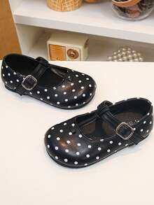 Girls Polka Dot Flat Mary Jane Shoes, Sweet Casual Slip-On Shoes, Suitable For Parties And Daily Wear - Black - View 2