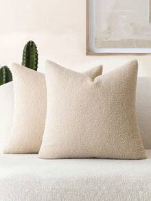 One Deep Beige Curly Fluffy Pillowcase (Pillow Core NOT Included), Soft And Neutral Plush Cushion Cover, Comfortable And Fluffy Furry Pillowcase, Suitable For Sofa, Bedroom And Bed Decoration, Universal For Four Seasons - Dark Beige - View 1