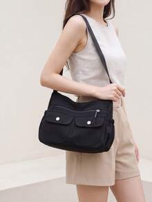 Minimalist Casual Multi-Pocket Crossbody Bag, Adjustable Shoulder Strap, Lightweight And High-Quality Texture, Women's Daily Commute Shoulder Bag - Multicolor - View 3