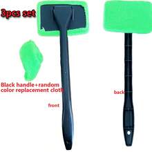 3pcs Car Cleaning Tool Set 1 Handle + 2 Replacement Cloths, Windshield Cleaning Tool, Reusable Cloth Pad (Random Color), Car Interior Window Cleaning Stick, Car Wiper Brush, For Cleaning Dust And Stains, Holiday Supplies, Car Tools - A - View 10