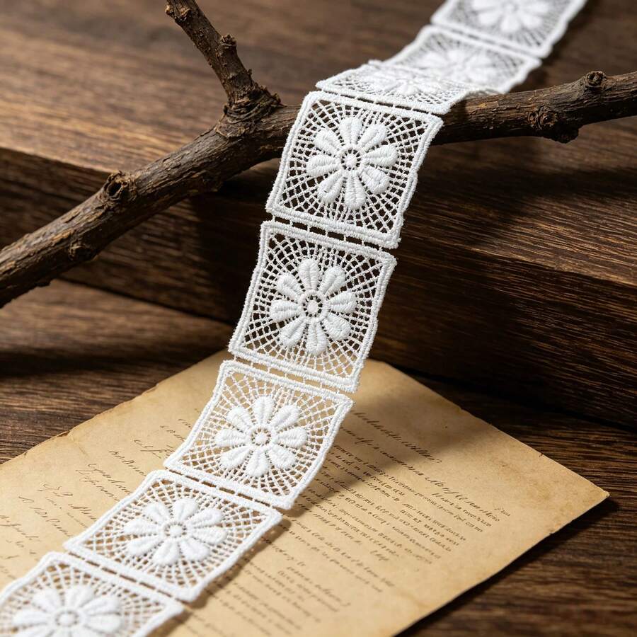 Retro Embroidered Lace Ribbon Tassel Lace Trim, 1.65 Inches Wide. Lace Decorative Technique. Suitable For DIY Embroidered Bed Skirts, Wedding Party Decorations, Jumpsuits, And Craft Decorations | Embossed Design | Decorative Item - Multicolor - View 1