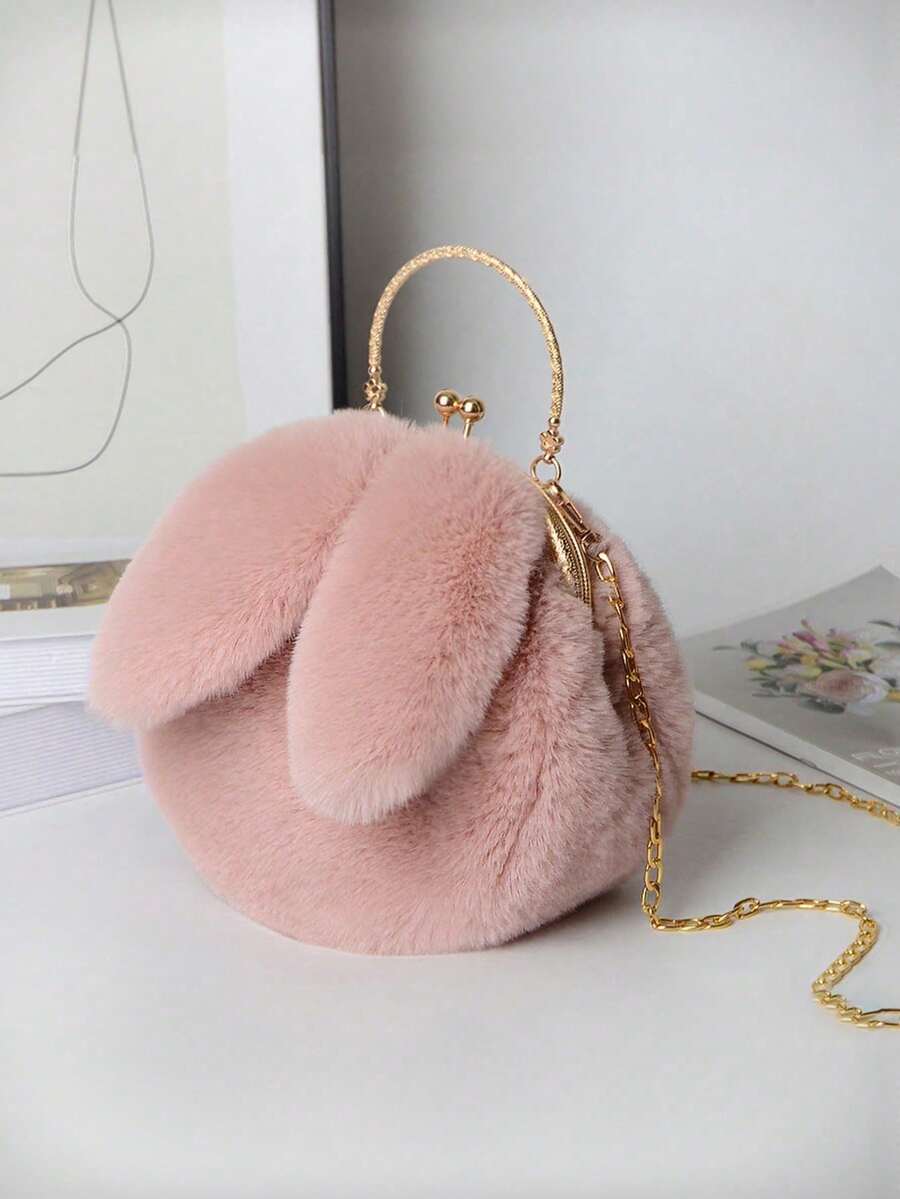 XD 1pc Kids Plush Rabbit Crossbody Bag, Korean Style Cute Handbag, Material, Suitable For Valentine's Day/Halloween/New Year Gifts For Children