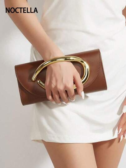 Noctella Vintage Solid Color Clutch Bag, Versatile Handbag, Fashionable PU Small Square Bag, Women, Weddings, Parties, Balls, Formal Events, Elegant, Purse