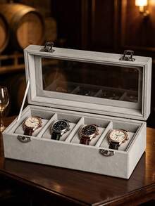 8-Slot/4-Slot Watch Box, Velvet Watch Box With Glass Lid, Unisex Watch Storage Box, Lockable Watch Storage Box, Watch Display Box, Ideal Gift, Gift For Her - one-size - View 9