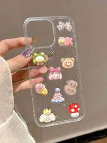 Ins 小眾樹脂女孩與小動物手機殼，適用於 Apple 16ProMax、新款 15Pro/14plus、時尚小眾 13 女款 12pro/11 防震保護殼，適合 17promax 17pro 17 17Air 智慧型手機保護殼，送給家人、朋友和同學的最佳禮物 - 彩色 - 查看 5