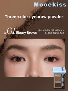 Mooekiss 3-Color Eyebrow Powder Suitable For Daily Makeup, Can Be Given As A Gift To Girlfriend - 01 Ebony Brown - View 1