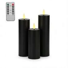 5pcs Flameless Candles, Battery Operated LED Electronic Candles With Remote Control And Timer Function, Suitable For Wedding, Birthday, Halloween, Christmas, Gothic Decor (Black) - Black - View 12