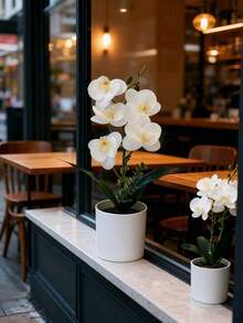 1pc Artificial Phalaenopsis Orchid Potted Plant - White - View 4