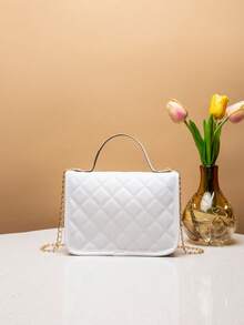 1 buah Tas Selempang Mini Fashion Wanita dengan Penutup Rantai, Dompet Kecil, Cocok untuk Pelajar, Hadiah, Belanja - Putih - View 6
