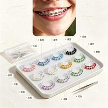 Color Rhinestone Clip-On Tooth Grillz, Sparkling Teeth Brace Mouth Jewelry, Teeth Decor For Hip Hop, Party, Holiday & Daily Wear, Multiple Colors Available. - Multicolor - View 4