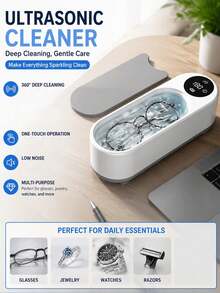 YAIUZGOO Ultrasonic Cleaner, Suitable For Jewelry, Makeup Brushes, Glasses, Watch Bands And Office Supplies, Multi-Function Deep Cleaning Machine, One-Touch Operation, Low Noise Design, Portable Home Daily Care Cleaning Equipment - View 9