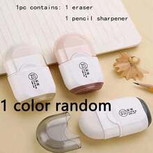 1pc 2-In-1 Pencil Sharpener And Eraser Set - Durable Plastic, Pencil Sharpener And Eraser, 2-In-1 Pencil Sharpener And Eraser, Pencil Sharpener And Eraser - One Size - View 17