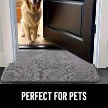 1pc Pet Quick-Dry Door Mat, Suitable For Muddy Paws, Absorbs Moisture And Dirt, Water-Absorbent Non-Slip Washable Mat, Quick-Dry Microfiber, Dog Mud Mat, Indoor Entryway Door Mat, Suitable For Indoor Floors - Machine Washable, Multiple Sizes Available - Grey - View 9