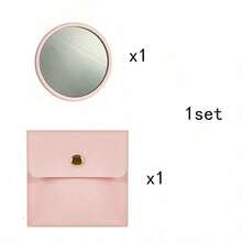 1/5/10/20/50set, Pink Round Makeup Mirror And Microfiber Makeup Bag, Pink Glass Mirror With Exquisite Matching Bag, Suitable For Travel, Home Decor, Holiday Gift - Multicolor - View 9
