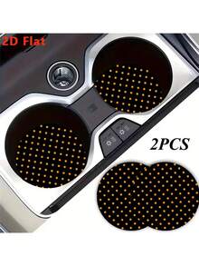 2 Pc Car Cup Holder Coasters, Flat Polka Dot Print Non-Slip Pads, Wear-Resistant Waterproof, Car Interior Decoration Accessories - A - View 1