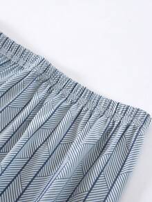 2 Pieces Men's Pajama Set, Cardigan Loungewear Set, Casual Home Wear, Long Sleeve Long Pants Set - Blue - View 6