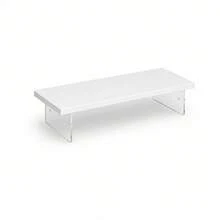 1pc White Monitor Stand With Transparent Acrylic Side Panels, Desktop Storage Rack With Keyboard Compartment, Computer Desk Riser, Suitable For Laptop, Printer And Office Supplies, Minimalist Display Stand, Suitable For Home Office, Study, Vanity - Multicolor - View 7