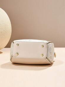 Women's 2-Piece Jacquard Pattern Bag Set, Elegant Handle Tote Handbag With Matching Wallet, Detachable Shoulder Strap Crossbody/Shoulder Bag, Suitable For Daily Use - Khaki - View 6