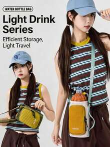 Túi đeo chéo thiết kế độc quyền có ngăn đựng điện thoại, chất liệu nylon, khóa kéo, có sẵn màu cam/xanh lá nhạt/xanh dương nhạt/xám/đen - Nhiều màu - Xem 4